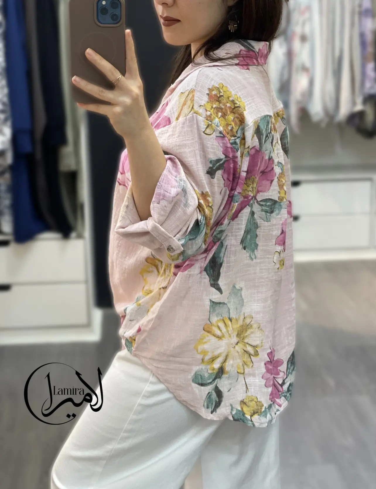 شومیز لینن ایتالیایی جلو گره ای ❌طرح پیچک